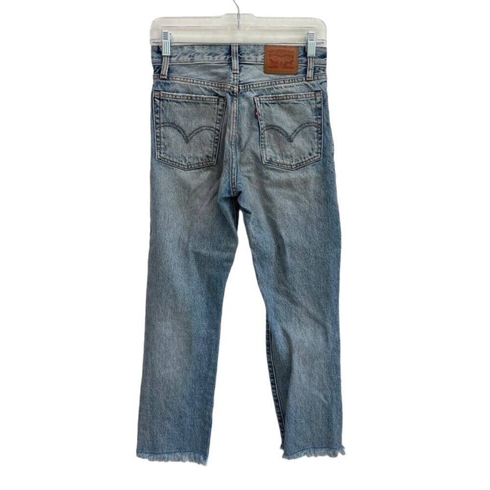 Levi's Straight Women's Wedgie High-Rise Ripped Icon Crop Blue Jeans 25